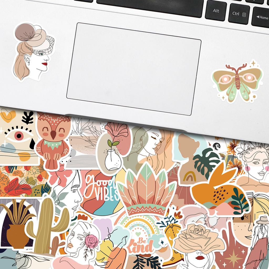 50 Boho Style Series Bohemian Graffiti Stickers, Laptop Phone