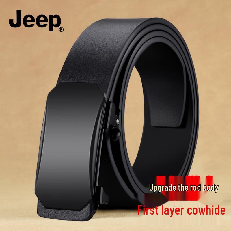 JEEP Men s Genuine Leather Automatic Buckle Belt 120cm