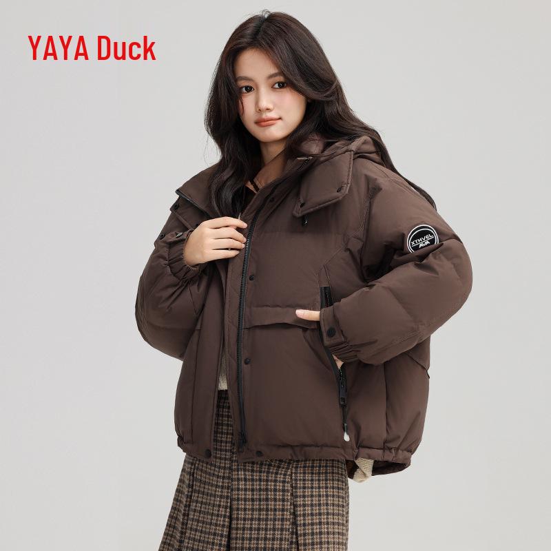 Yaya Women's 2025 Winter Short Loose Duck Down Jacket - Fashionable, Versatile, Thick, and Warm Outerwear