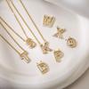 Gold Plated Brass Initial Necklace With CZ And Enamel Alphabet Pendant Elegant Jewelry Gift For Women