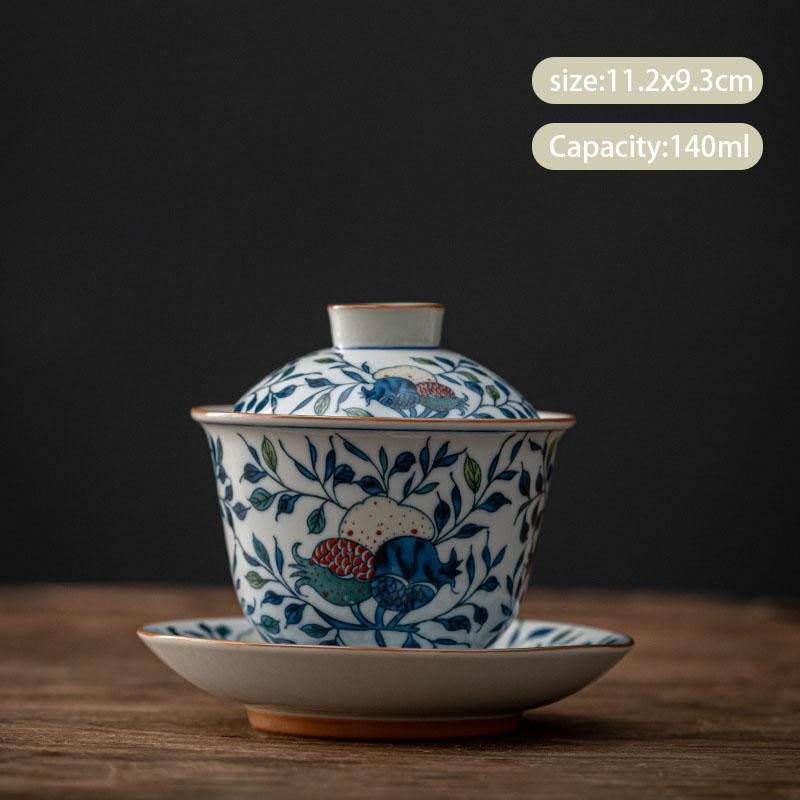 Chinese Blue and White Ceramic Gaiwan Pot Bearing Handmade Tea Bowl Teacup Beauty Tea Infuser Portable Household Teaware