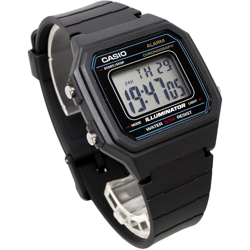 Casio Standard Digital Men's Watch W-217H-1AV Black Water Resistant Lightweight Design