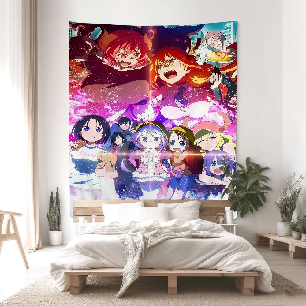 Miss Kobayashi Dragon Maid Classic Anime Printed Large Wall Tapestry Hanging Tarot Hippie Wall Rugs Dorm Home Decor