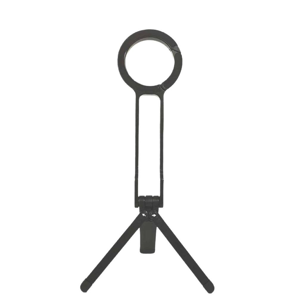 Foldable Magnetic Carabiner Phone Holder & Tripod for Live Streaming, Photos, Airplane & Desktop Use.
