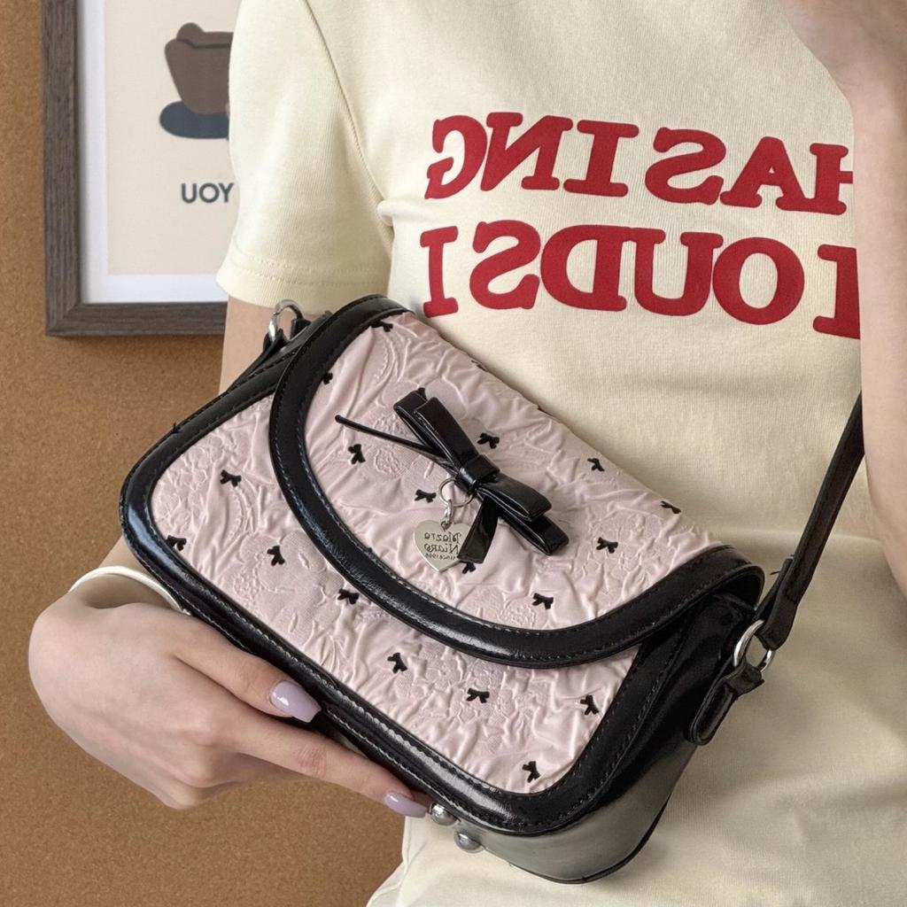 Korean Ins Niche Sweet Sister Armpit Bag Women's French Bow Shoulder Small Square Bag Summer New Messenger Bag