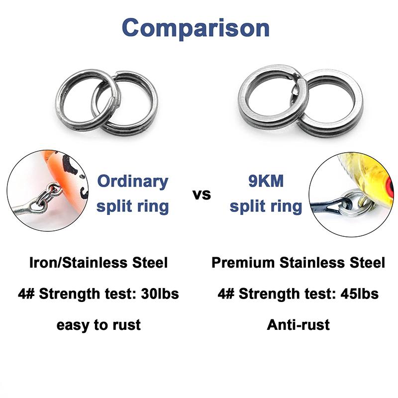 Split Rings Fishing 100Pcs Stainless Steel Lure Rings Saltwater Terminal Tackles Split Rings Fishing Connectors Snap Rings