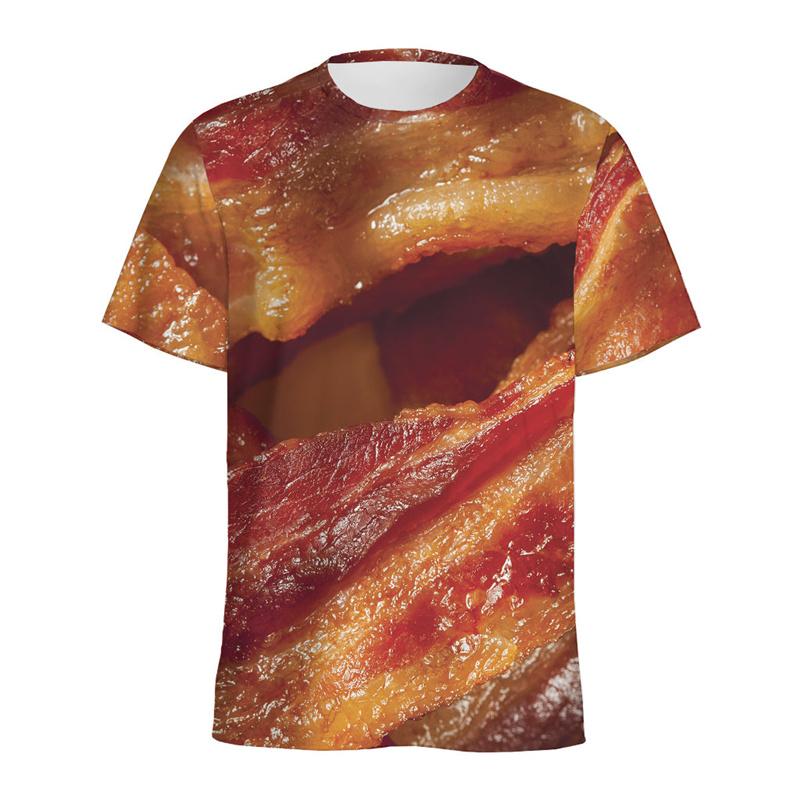 

Unique Meat Beef Pattern T-shirt Men Cool 3D Printed Bacon T-Shirts Tops Summer Loose Short Sleeves Round Neck T-shirt 6XL
