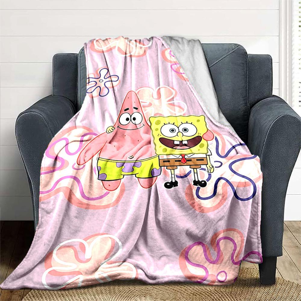 1pc SpongeBob SquarePants Flannel Blanket Soft Cozy All-Season Throw for Bedroom, Sofa, Camping, Travel, Home Decor1086