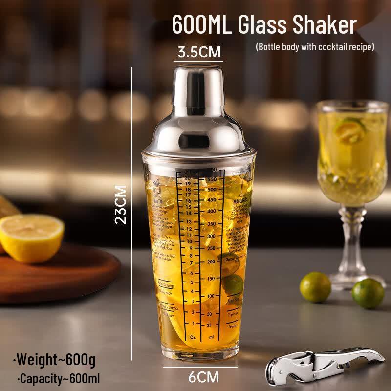 Stainless Steel Glass Cocktail Shaker