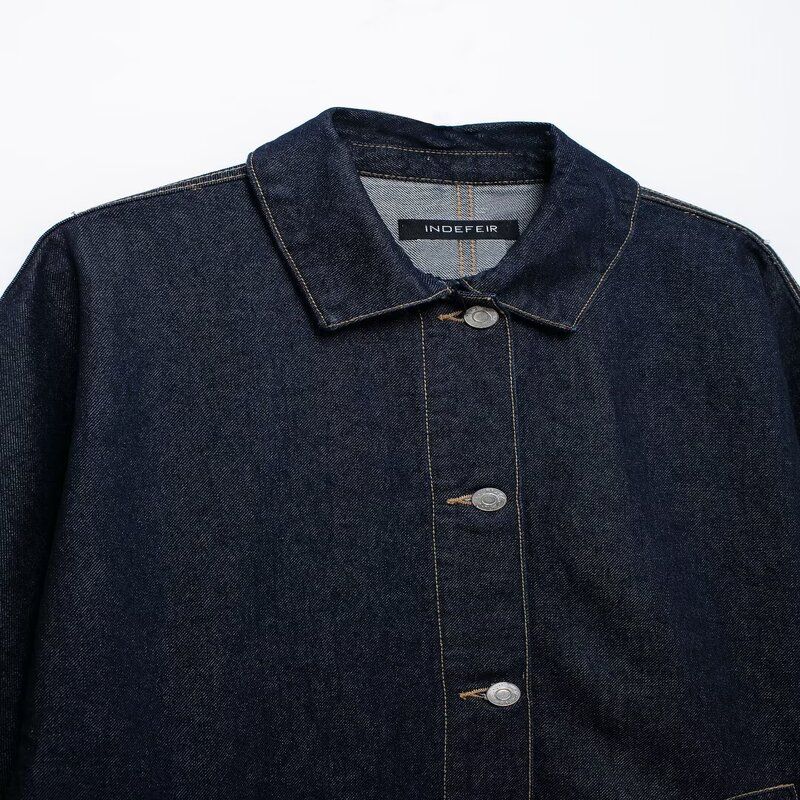 Fashion Style 2024 Fall and Winter New Women's Clothing Denim Trench Coat Loose Jacket Mid-Length Coat 3607274