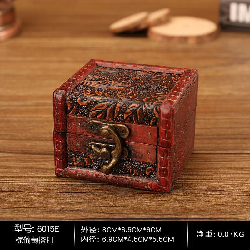 1 szt. Antyczna Mini Drewniana Skrzynia Skarbów Pudełko do Przechowywania Organizer na Biżuterię Pudełko Prezentowe Z Mini Metalem