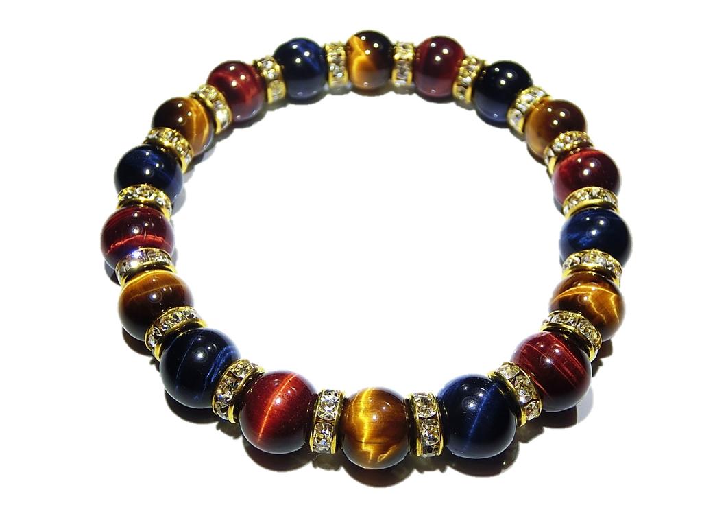 Leaf Stone That Brings You Three Types of Success Tiger Blue Tiger Red Tiger Eye Power Stone Bracelet for Men Stone AAA Grade Purifying Medium [Amulet