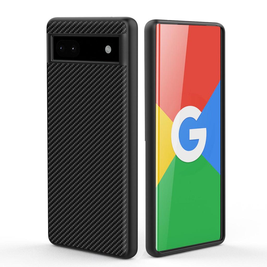 Google Pixel 6A Ultra-Thin Carbon Fiber Kevlar Pattern Protective Leather Case.