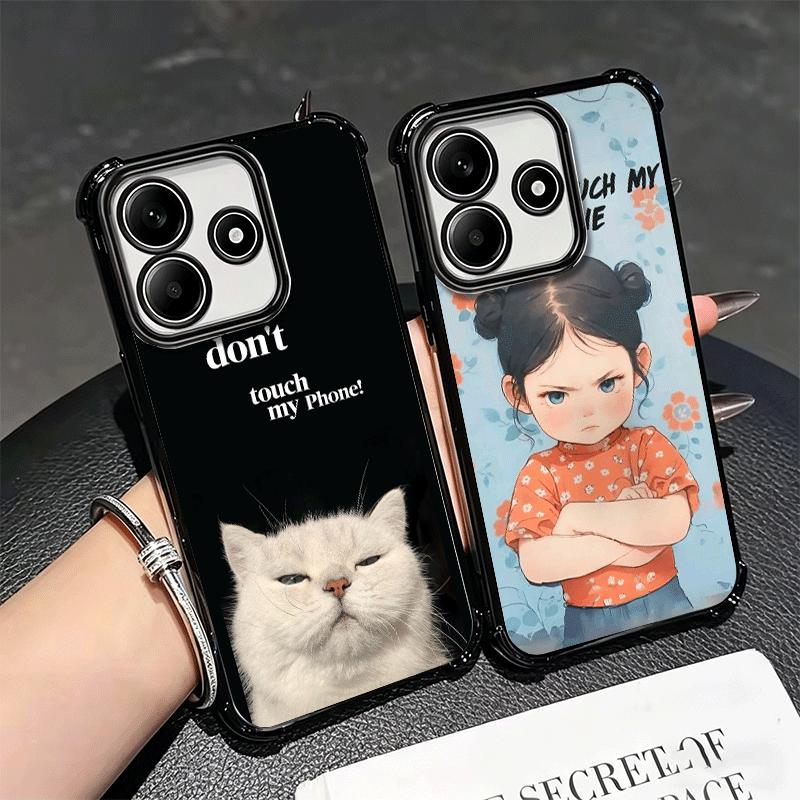 Funny Dont Touch My CallPhone Plating Phone Case For Xiaomi Redmi Note 14 15 Pro Plus 13 12 11 11S 11T 10 9S 9 5G Anti-Fall Aira