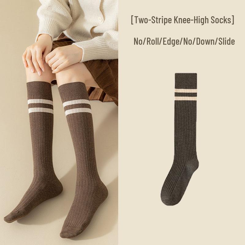 

JK Women s Striped Over-the-Knee Socks: Simple, Versatile Japanese Style for Spring, Autumn, and Winter One Size темно-серого