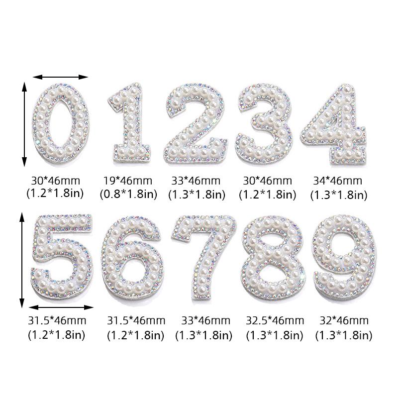 10Pcs Clothing Decal Diy Decoration Digital Patch Sparkling Crystal Pearl Digital Patch Clothing