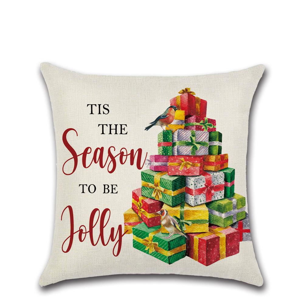 New Linen Printed Christmas Cushion Cover Home Sofa Decoration Cushion Cover