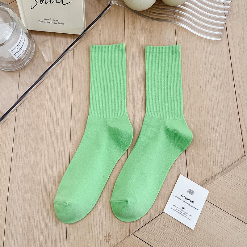 Bunte Damen Baumwoll Kniehohe Tanzsocken: Macaron Bonbonfarbe, Wadenlang, Japanischer Stil