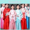 Etniczny Kostium Hanfu dla Dzieci z Miękkiego Jedwabiu Tafta na Pokazy Tańca Kulturowego
