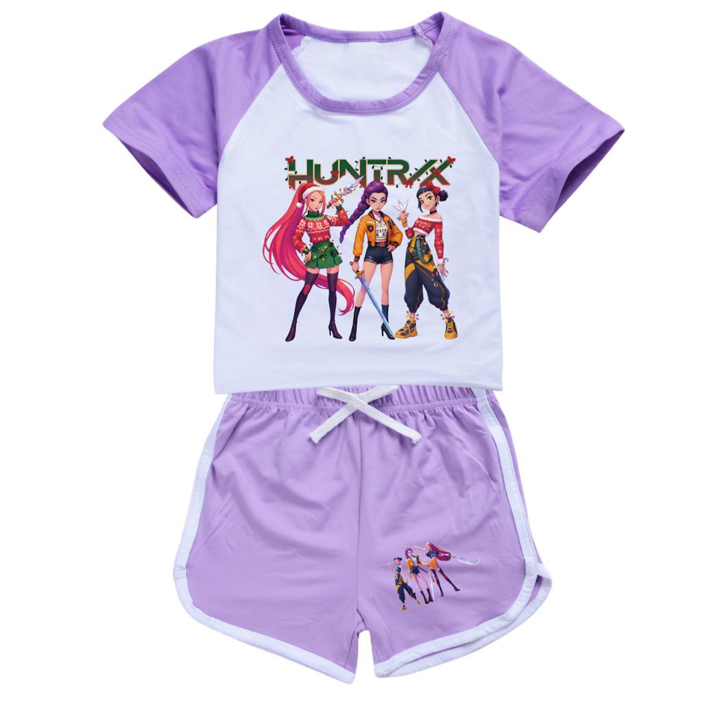 5094 Kids Girls Christmas POP Rumi Zoey Mira Print T-shirt Shorts Sport Tracksuit Clothes Set