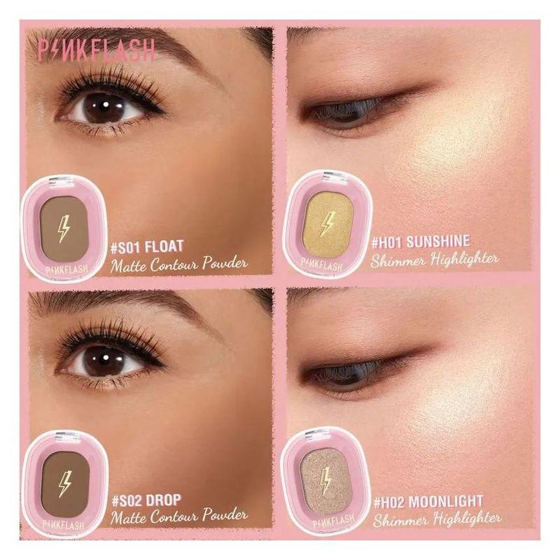 PINKFLASH - Schimmernder Highlighter & Mattes Konturpuder - 4 Farben