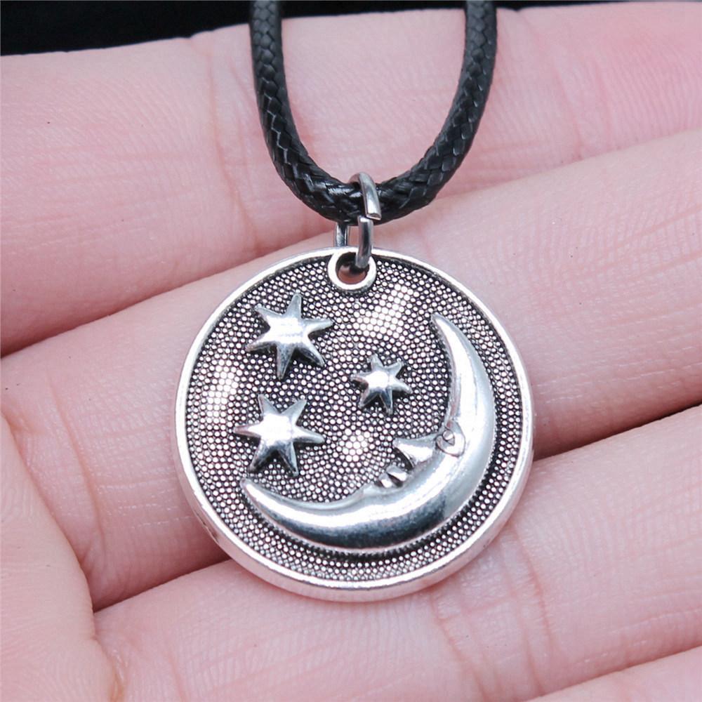 Pěticípá hvězda Slunce Měsíc Pentagram Nebeský přívěsek Starožitný bronzový kov Párový náhrdelník Trendy