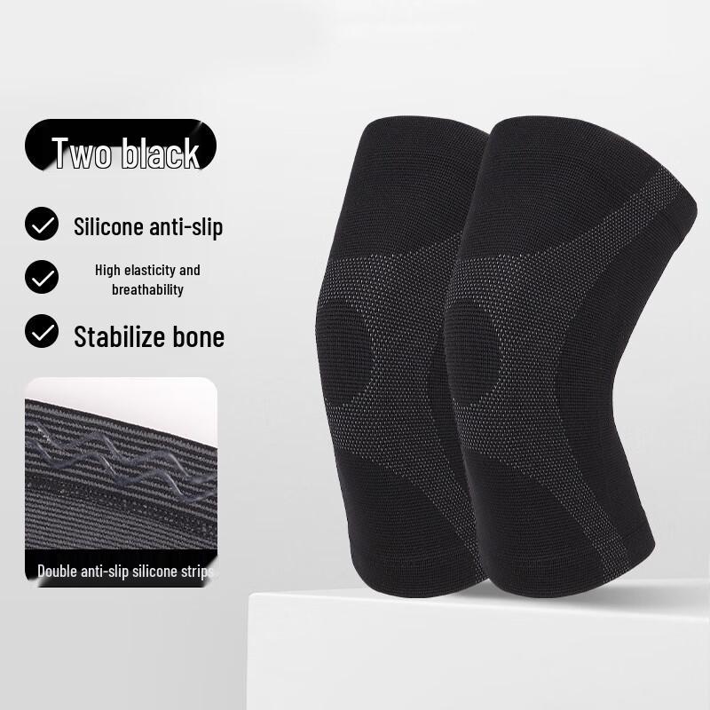 WEZHO Sports Knitted Nylon Knee Brace - Black, 2 Pairs
