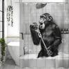 Divertente Scimmia Bianco e Nero Animali Divertenti nella Vasca da Bagno Tenda da Doccia, Tenda da Doccia Decorativa per Bagno, Tenda da Doccia Impermeabile