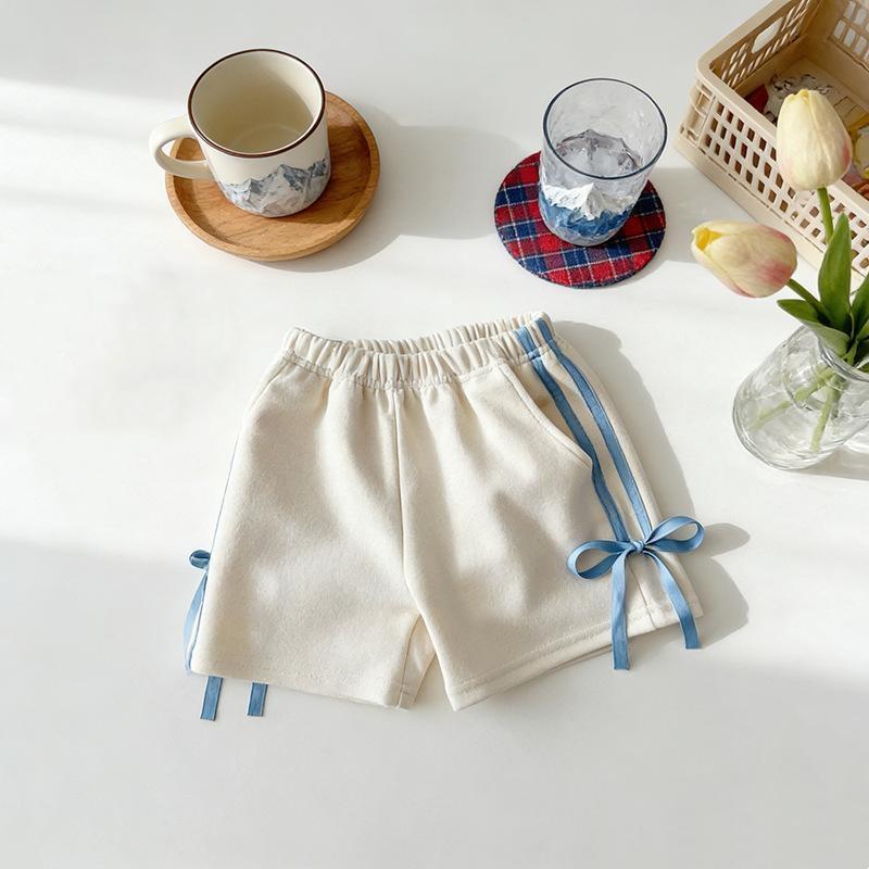 Summer Short Pants Fashionable Thin Baby Girls Loose Fit Casual Shorts Butterfly Bow Waist Cute Trendy Unisex Kids Clothing