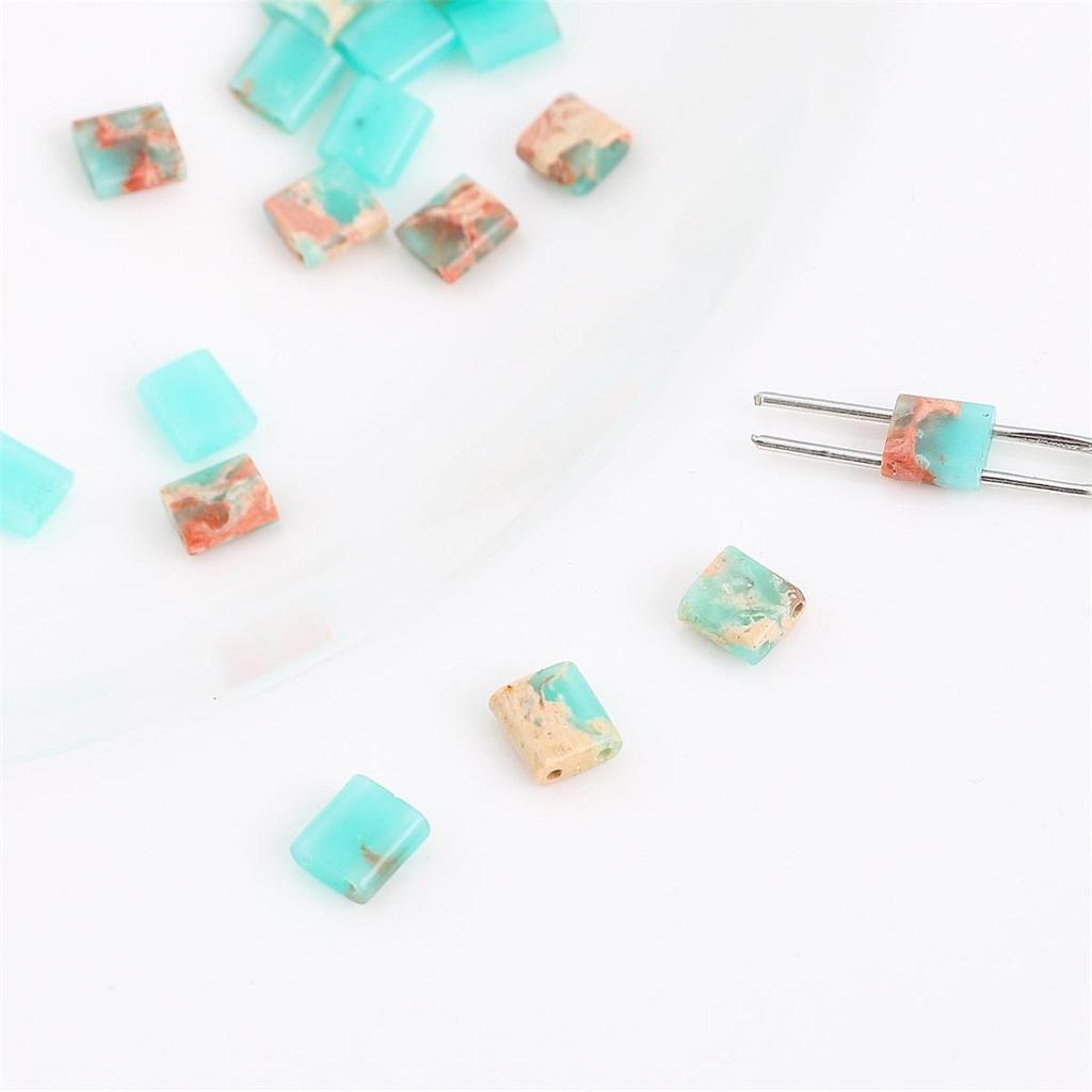 Black Hematite Emperor Stone Square Two-Hole Loose Beads for DIY Jewelry Making