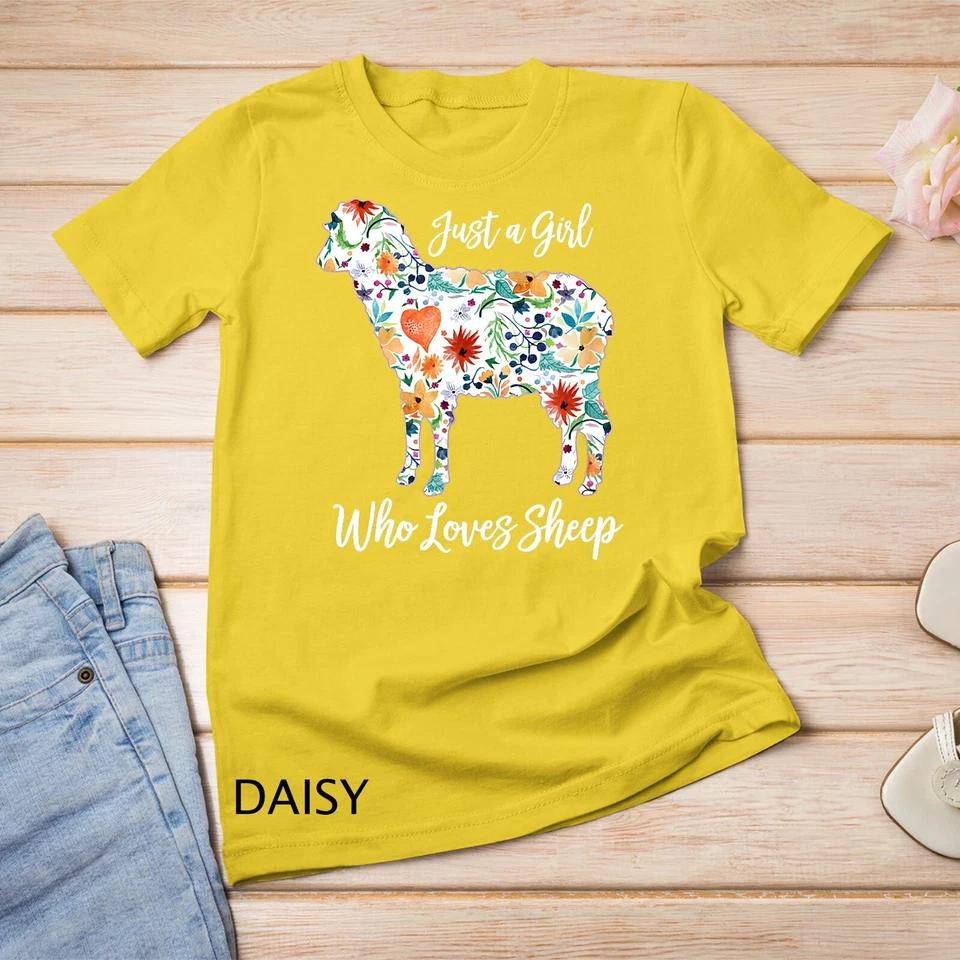JUST A GIRL WHO LOVES SHEEP cute funny design for women gift Unisex T-shirt 4