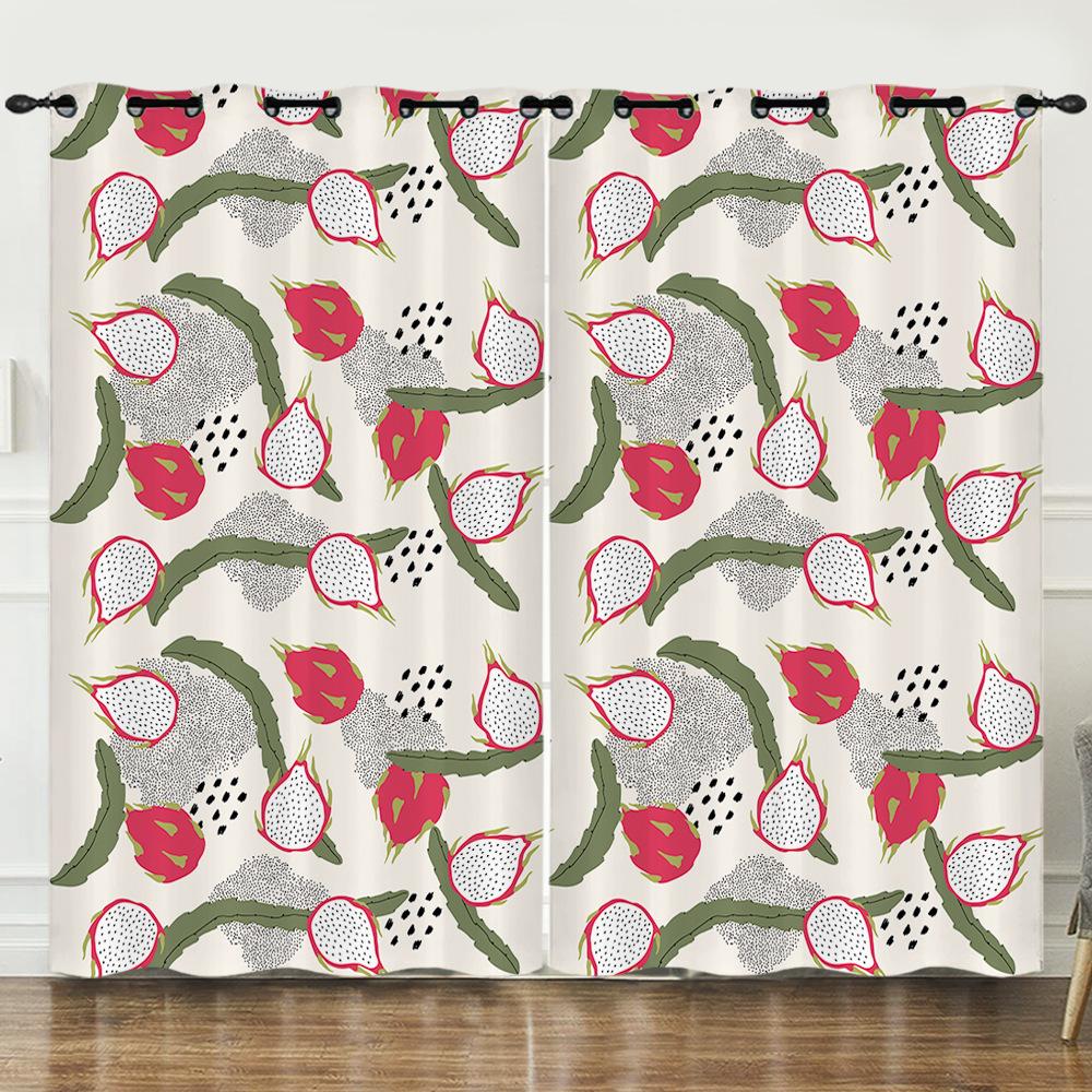 Curtain Cartoon Fruit Dragon Fruit Love 3D Digital Printing Blackout Curtain Punching