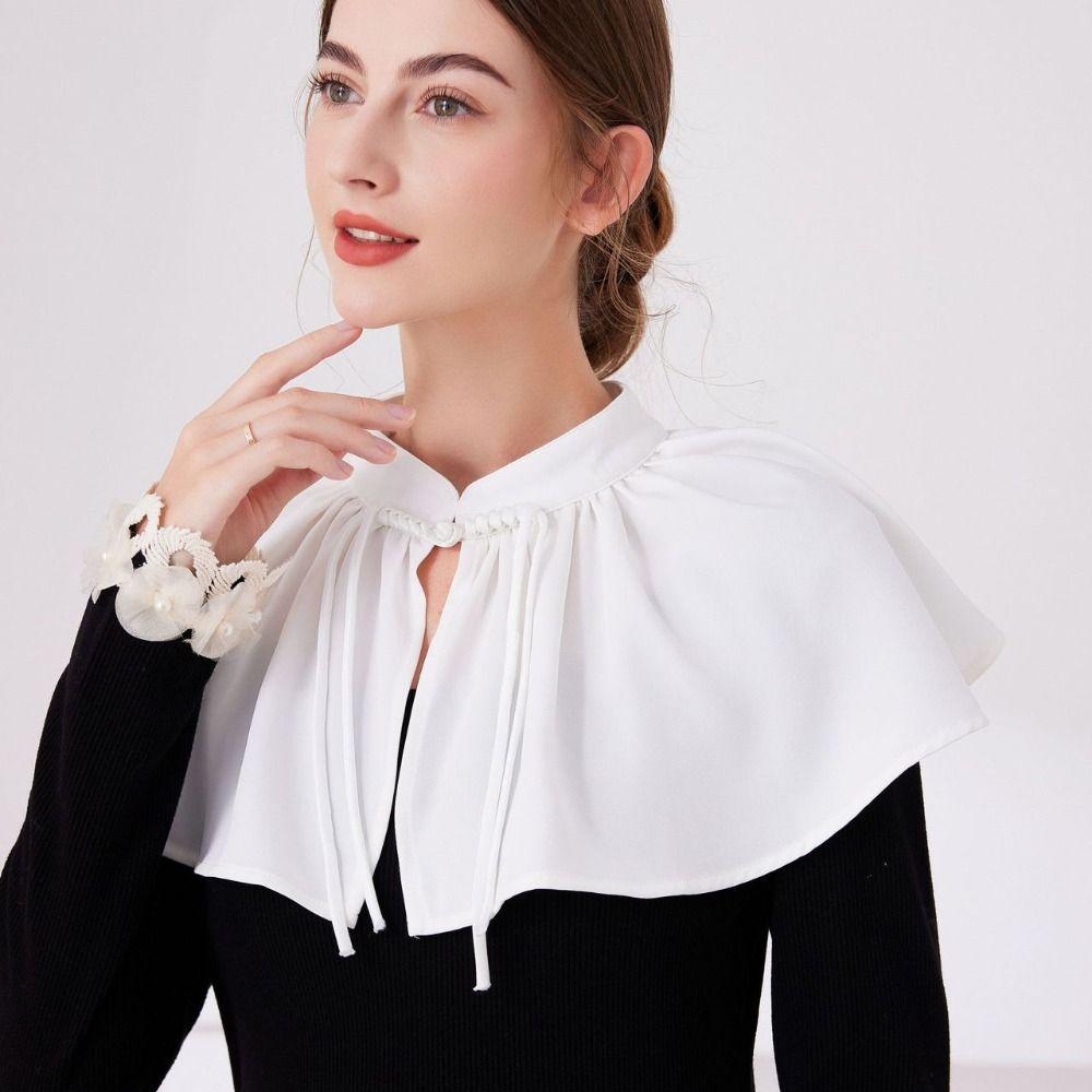 Bowknot Ruffled Shawl White Blouse Shoulders Fake Collar Temperament Shawl Detachable Collar Girls
