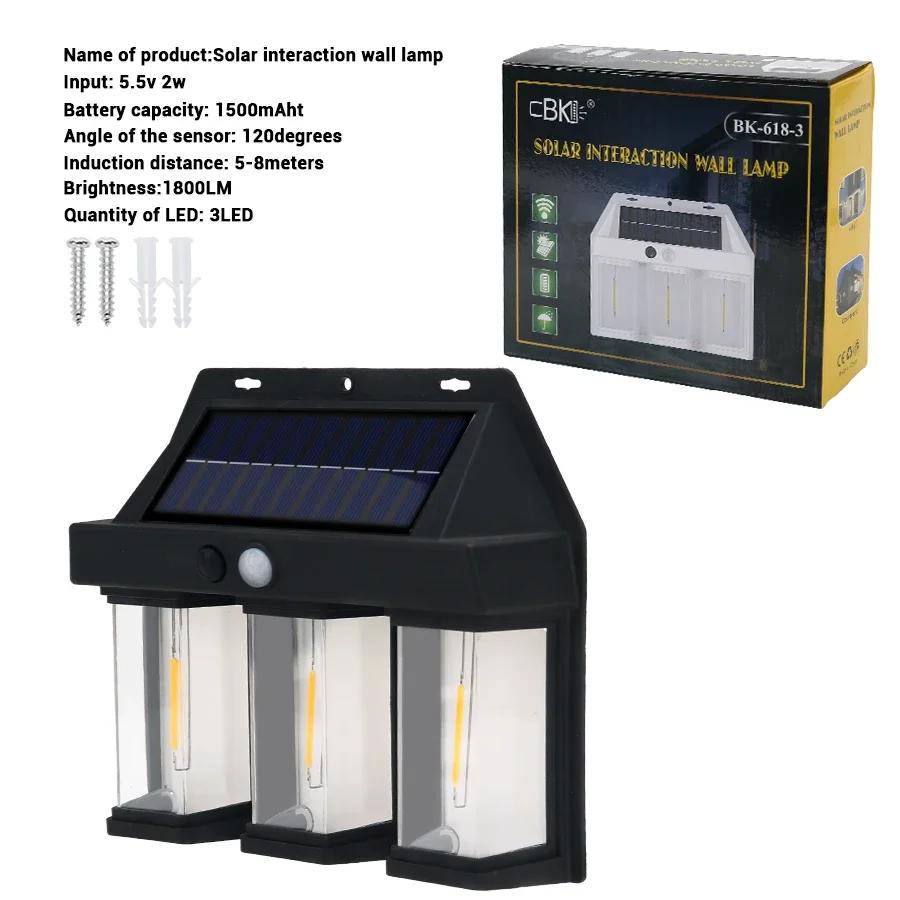 Outdoor Solar LED Wall Light, LED Sensor Light, Garden Landscape Light, Decorative Corrugated Light with Three Lighting Modes