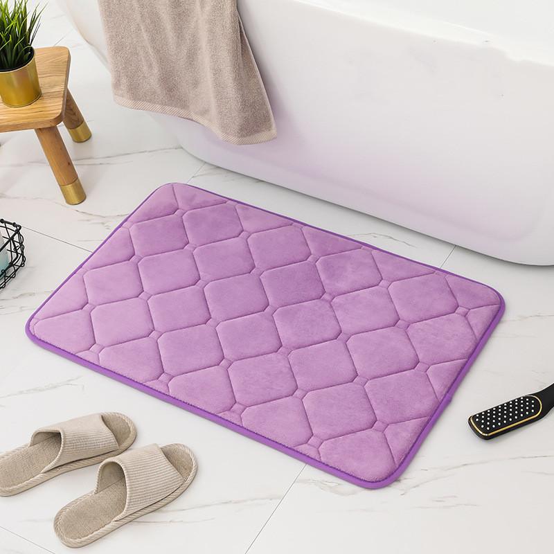 Inyahome Memory Foam Bath Mat Absorbent Bathroom Rug Bathmat Non Slip Floor Mats Kitchen Runner Restroom Living Room Blue Carpet