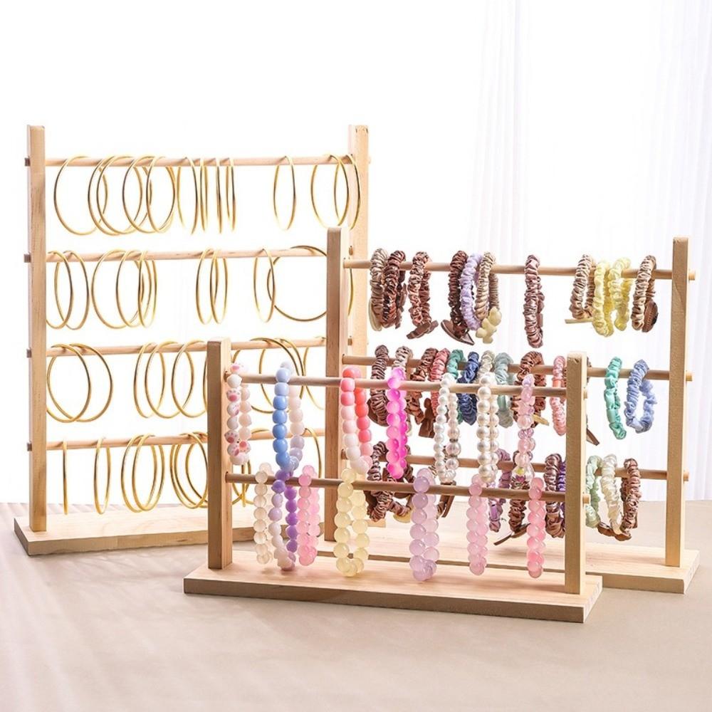Vintage Wooden Storage Rack 2/3/4 Layer Jewelry Organizer Holder Hair Rope Rack  Home Decors