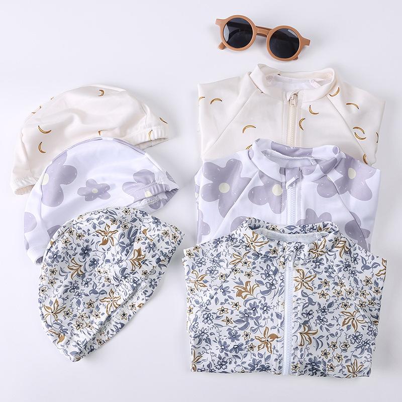 Girls Floral One Piece Swimwear with UPF Sun Protection Quick Dry for Toddlers