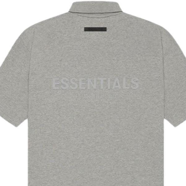 Fear of God Essentials SS21 Kurzarm Polo Unisex Poloshirts Dunkel-Melange-Haferflocke FOG-SS21-615