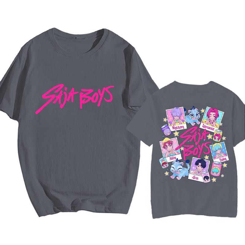 Anime KPop Demon Hunters T-shirt Summer Saja Boys Print Men Women Short Sleeve Y2k Top Summer Oversized Unisex Streetwear Tee 9 Colors