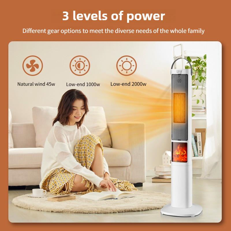 2000W High Power Warm Air Machine Electric Heater Household Energy-saving Hot Air Blower 3D Simulation Flame Fireplace