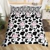 Milk Cow Pattern Bedding Set King Queen Animals Theme Comforter Cover Chocolate Brown Duvet Cover Cute Kawaii Cattle Quilt Cover