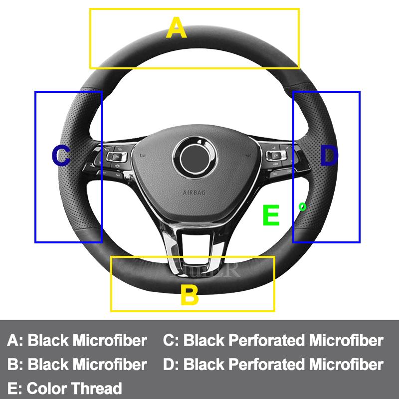 Hand Sewing Car Steering Wheel Cover Braid on the Steering wheel For Volkswagen Golf 7 Mk7 2012-2020 VW T-Cross 2018-2025 2025