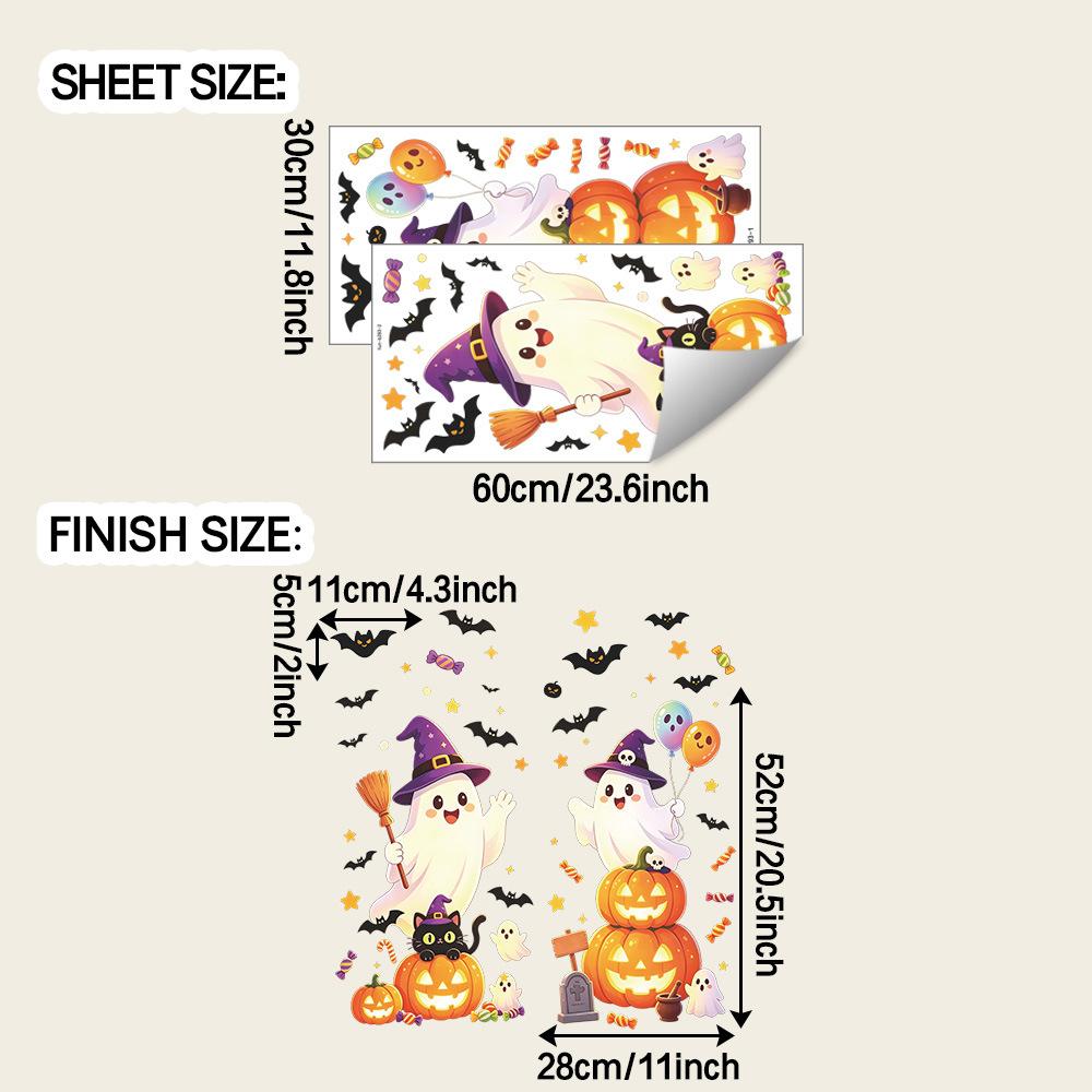 Cartoon Halloween Ghost Bat Outdoor Balcony Glass Window Home Decoration and Beautification Window Stickers