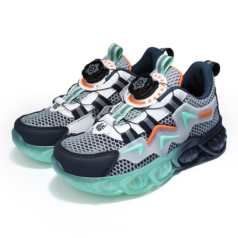 

Детские кроссовки, спортивная обувь для мальчиков, модная детская удобная обувь с дышащей сеткой, повседневные прогулочные кроссовки для улицы, размеры 28–39 37 серый