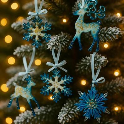 Kerstornamenten Set Acryl Rendier Sneeuwvlok Decoraties Onbreekbaar Boom Hangend Ornament voor Vakantie Huisdecoratie