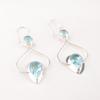 Natural Sky Blue Topaz Gemstone 925 Solid Silver Handmade Earrings 2.07" For Her EE-170-6
