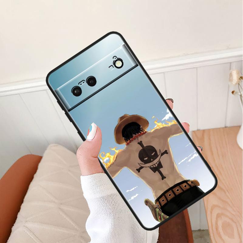 Luffys-Zoros O-nes P-ieces Stoßfeste Abdeckung für Google Pixel 8 7A 6A 5A 5 4 4A XL Pro 5G Schwarze Telefonhülle Weiche Fundas Capa