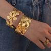 European and American Style Titanium Steel Adjustable Opening Bracelet Natural Heavy Industry Beating Pattern Texture Exaggerated Personality Design