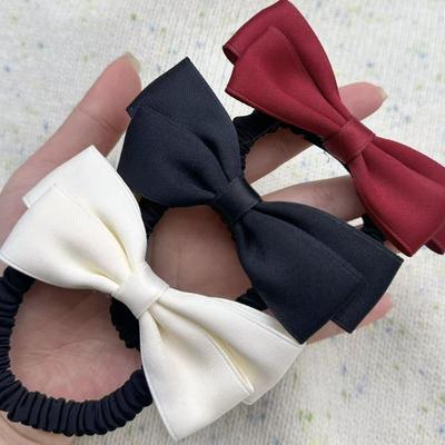 5Pcs Bowknot Headwear Girls Elastic Hair Bands Head Rope Tie Ponytail Hair Circle Woman Hair Accessories Lady Headdress