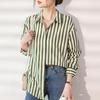 Women Blouses Shirts 2025 Spring Long Sleeve Women Blouse Shirt Turn Down Collar Striped Blouse Shirt Women Tops J857